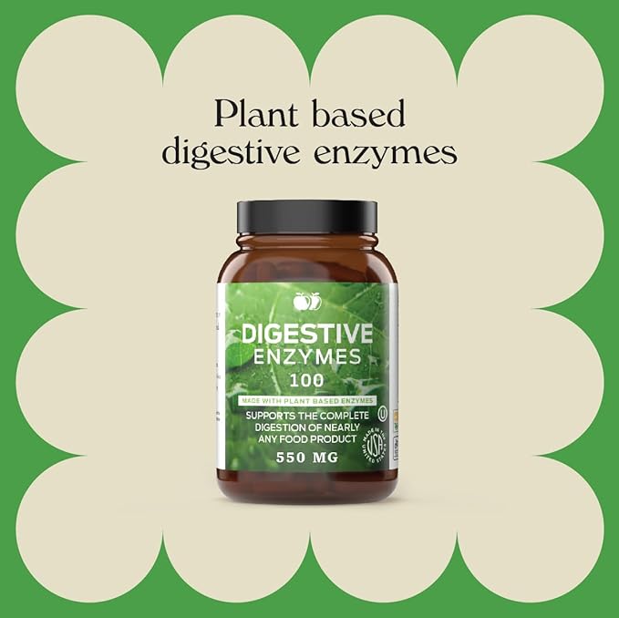 Digestive Enzymes Supplements, Natural Plant Based Superfood 100 Capsules 600mg Probiotics