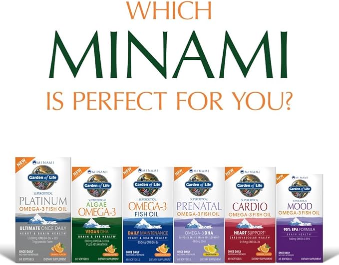 Garden of Life Minami Algae Omega 3 Vegan 500mg Plant Omega-3 Vegan 60 Easy-to-Swallow