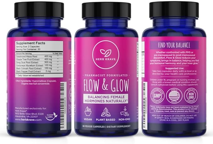 Flow and Glow Natural Hormone Balance 60 Vegan (1 Pack)