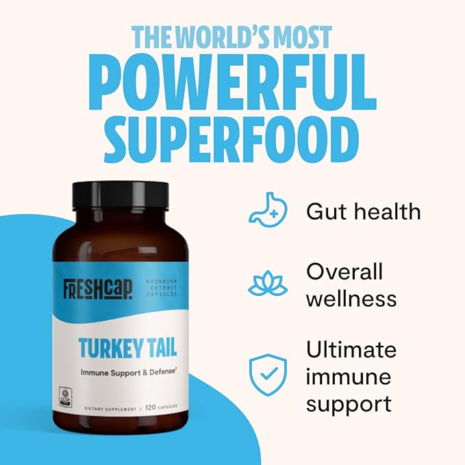 FreshCap Turkey Tail Mushroom Supplements (120 Capsules)