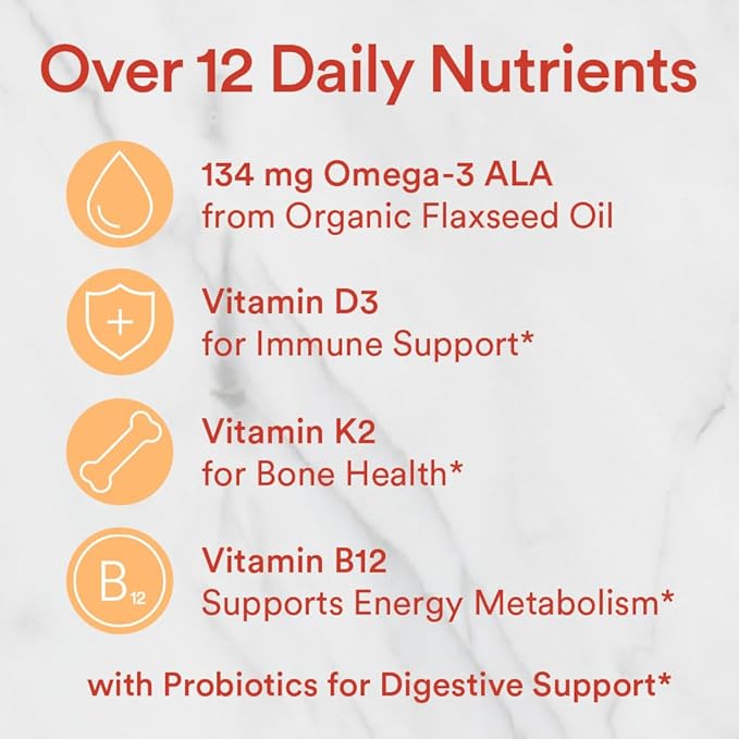 SmartyPants Organic Kids Multivitamin Gummies: Probiotics, 3 (ALA), D3, C, B12, B6, B6, Vitamin 120 Count (30 Day