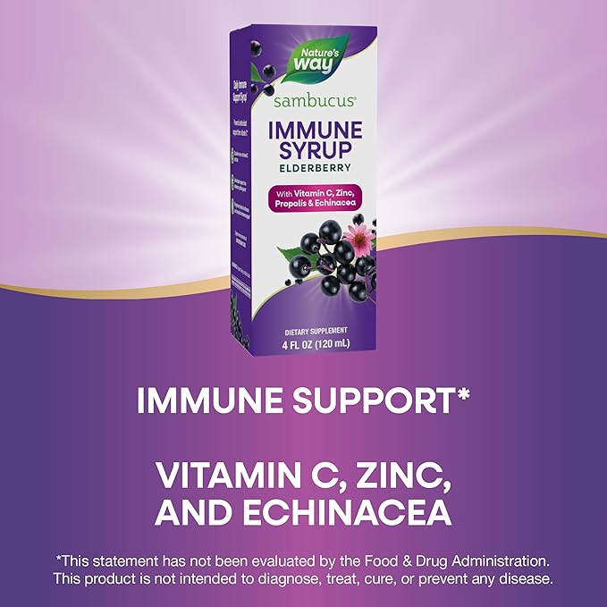 Nature's Way Sambucus Elderberry Immune Syrup, 4 Fl