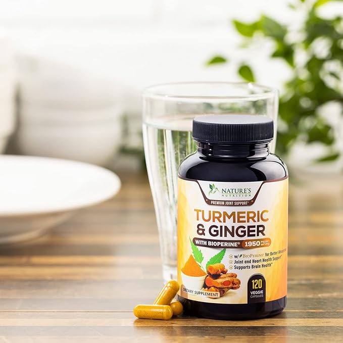 Turmeric Curcumin with BioPerine & Ginger 95% Curcuminoids 1950mg - 120 Capsules