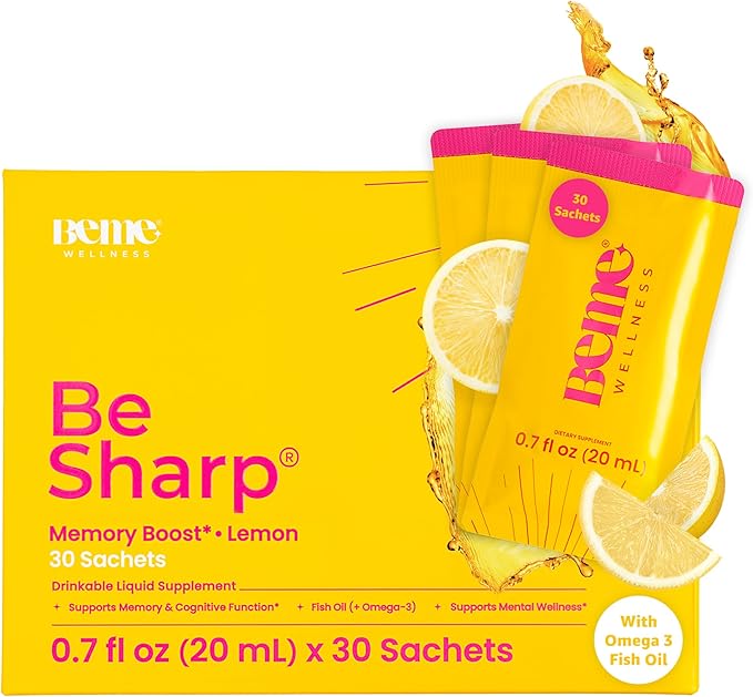 Be Sharp Liquid Omega 3 Brain Supplement 3, Turmeric 3-30 Day