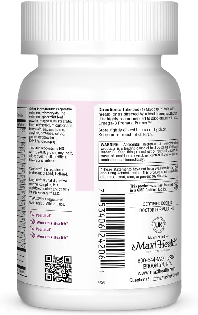 Maxi Health Prenatal Caps Multivitamins 60 Count