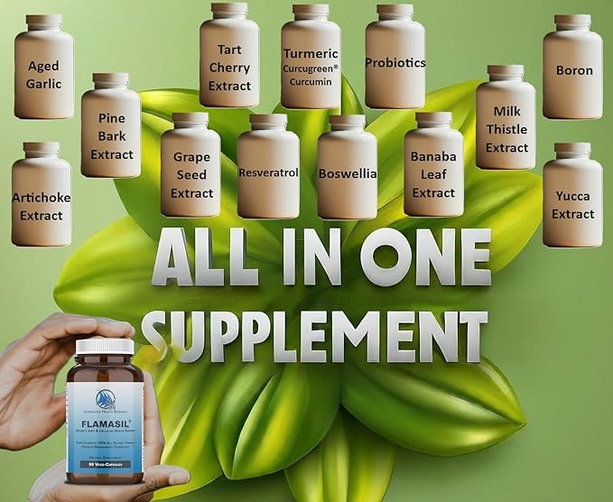 Flamasil™- for Healthy Inflammation Response* | Multi-Herbal Pain Reliever* and Joint Aid | Bio-Enhanced Turmeric, Boswellia, Resveratrol, and More | 13-in-1 Superfood Antioxidants | 30-Day Supply