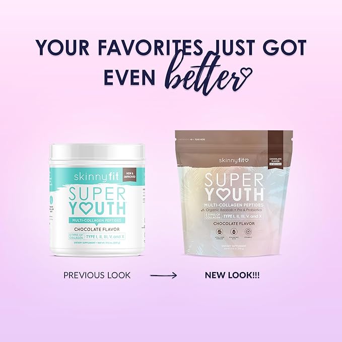 SkinnyFit Super Youth Chocolate Multi-Collagen Peptides 30 Servings