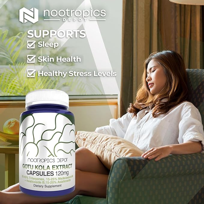 Nootropics Depot Gotu Kola Extract Capsules 120mg | 90 Count 35-45% Triterpenes