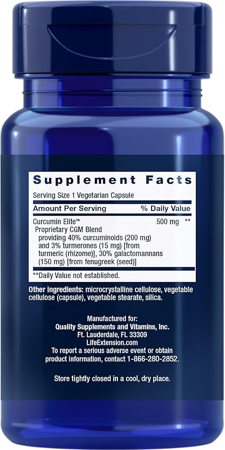 Life Extension Curcumin Elite Turmeric Extract, 60 vegetarian