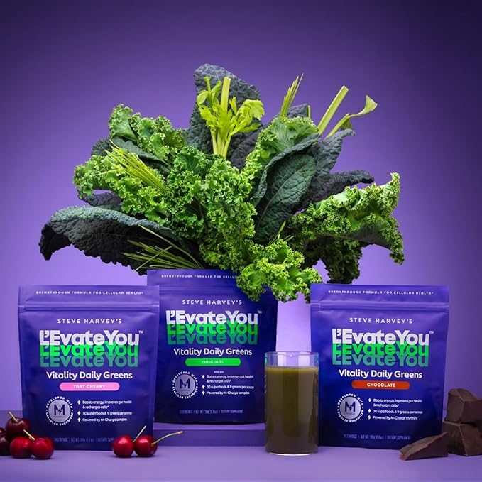 L'Evate You Vitality Daily Greens Powder (28 Servings) 30 Superfoods, 9 Greens - for a Cellular Energy Boost, Powered by M-Charge Complex for All Day Energy (Original)