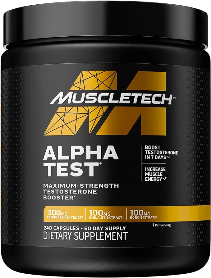 MuscleTech Testosterone Booster for Men, AlphaTest, 240 Pills