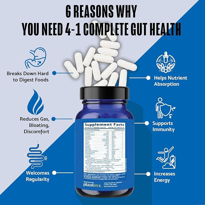 4-in-1 Pre Post Probiotics & Digestive Enzymes 60 Non