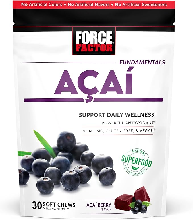 Force Factor Acai Soft Chews for Immunity & Total Beets Soft Chews for Heart Healthy Energy, 30 & 60 Chews