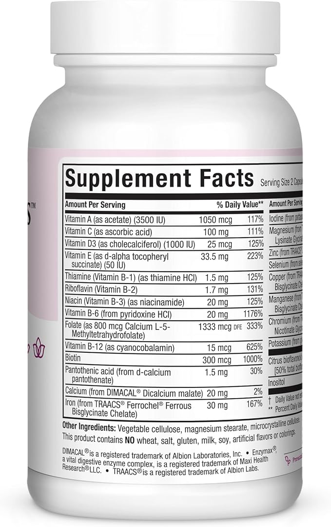 Maxi-Health Small Prenatal Capsules with Methyl Folate 60 Count