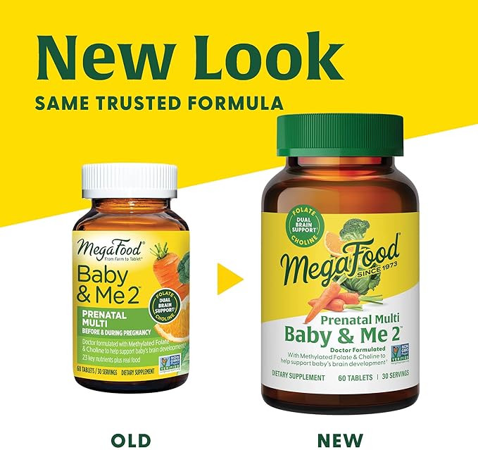 MegaFood Baby & Me 2 Prenatal 120 Tabs (60 Servings)
