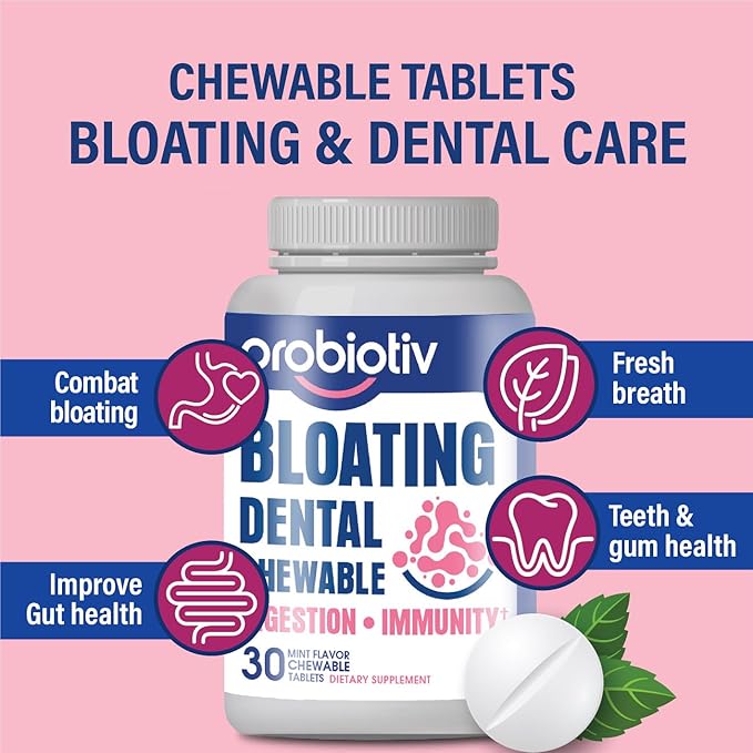Chewable Probiotics Bloating Relief for Women 5 Billion (60 Count)