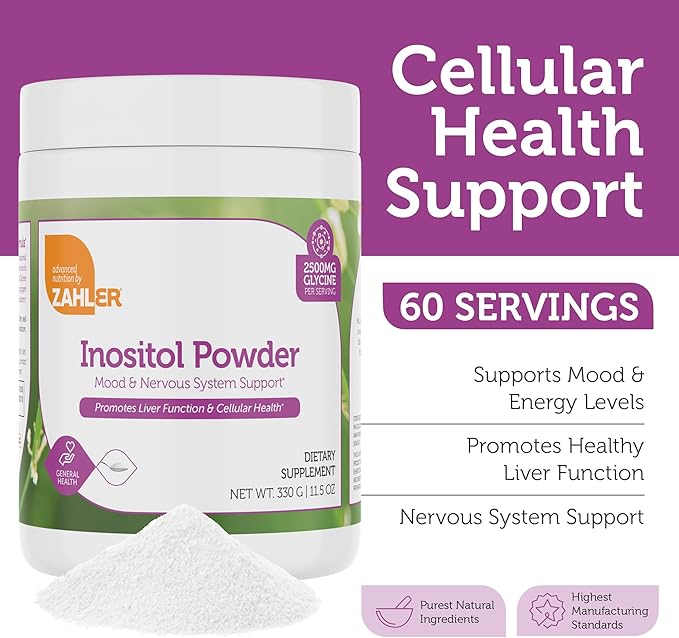 Zahler Inositol & Glycine Supplement Powder - Mood & Nervous System Support Supplements for Women - Hormone Balance & Healthy Ovarian Function - Kosher, Gluten Free, Dairy Free, Soy Free 11.5 Oz