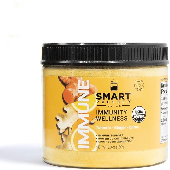 SMART Pressed Juice Immunity Wellness Drink with Organic Turmeric Curcumin Ginger Shot for Immune Support | Apple Cider Vinegar Lemon Ginger & Echinacea - Made in USA (30 Servings)