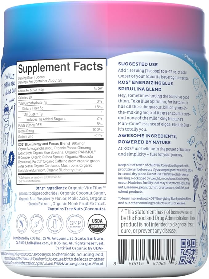 KOS Energizing Blue Spirulina Blend 28 Servings