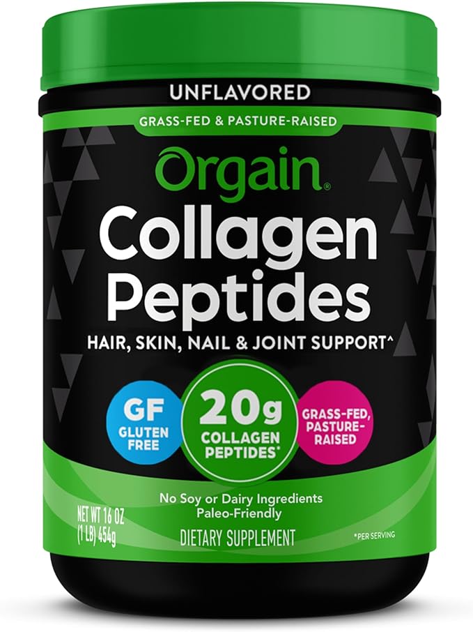 Orgain Hydrolyzed Collagen Peptides Powder 20g Grass 1lb