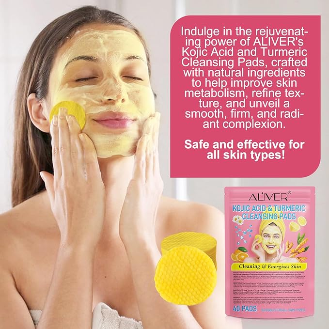 Turmeric Cleansing Pads, Kojic Acid and B5, Vitamin 40PCS