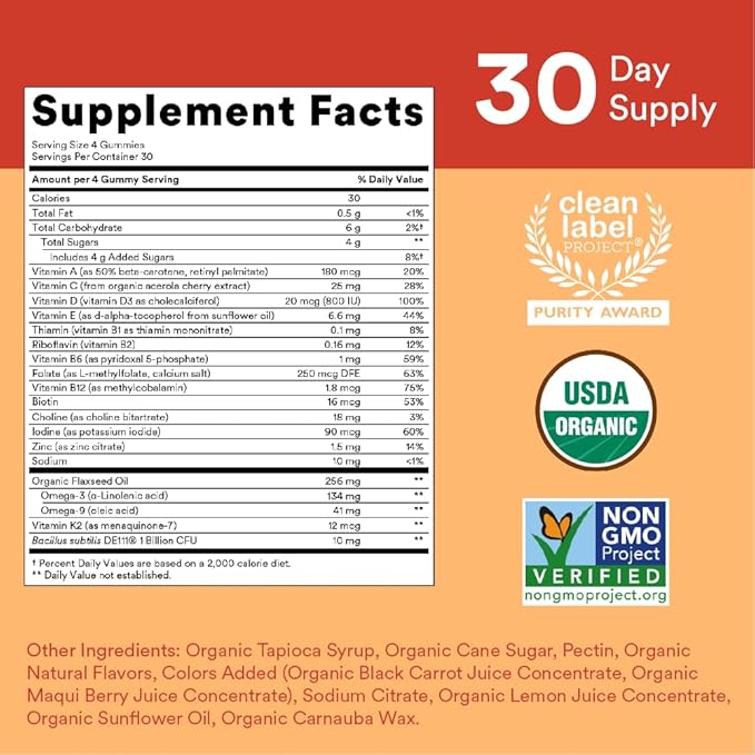 SmartyPants Organic Prenatal Vitamins for Women 3, Vitamin D3, Vitamin B12, 120 120 Count