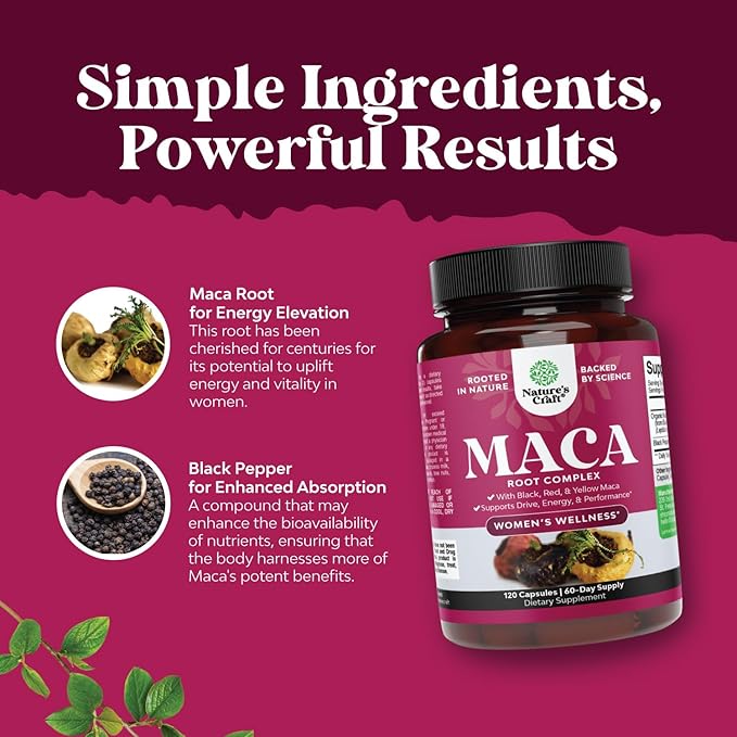 Organic Maca Root Capsules for Women 120ct