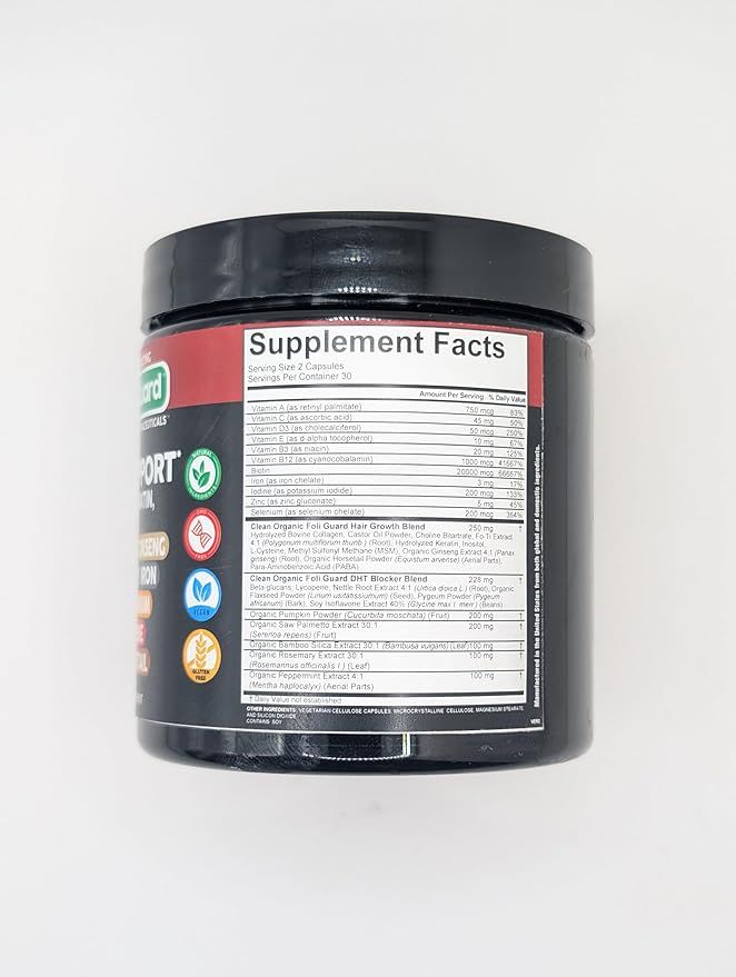 Hair Growth Supplement for Men | Biotin Collagen Keratin Saw Palmetto Iron Pumpkin Ginseng Bamboo Silica Rosemary Peppermint Selenium Iodine Flaxseed Horsetail Vitamin A C D3 E B12 by Clean Nutra (1)