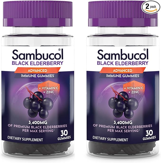 Sambucol Black Elderberry Gummies with Vitamin 30 Count, 2 Pack
