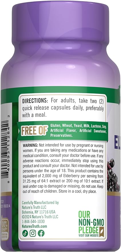 Nature's Truth Black Elderberry Capsules 100 Count