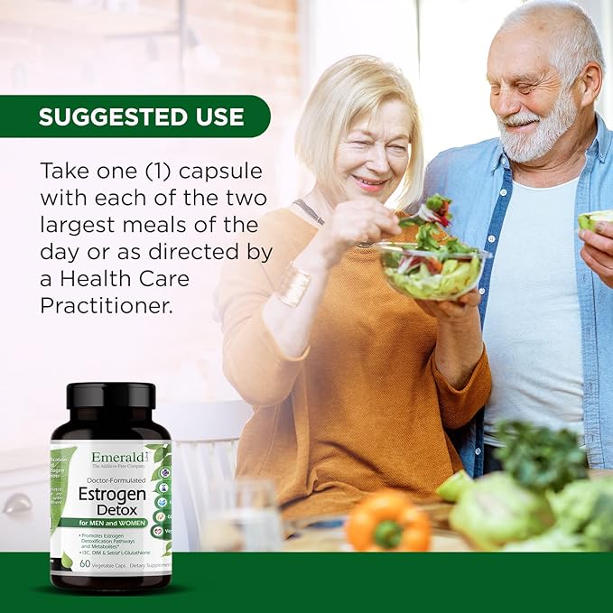 EMERALD LABS Estrogen Detox - Supports Hormone Balance for Women & Men* - Includes I3C, DIM & Setria L-Glutathione - Vegan, Gluten-Free - 60 Vegetable Capsules (30-Day Supply)
