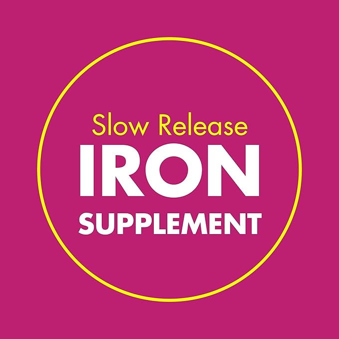 Slow Fe 45mg Iron Supplement for Iron Deficiency, Slow Release, High Potency, Easy to Swallow Tablets - 30 Count