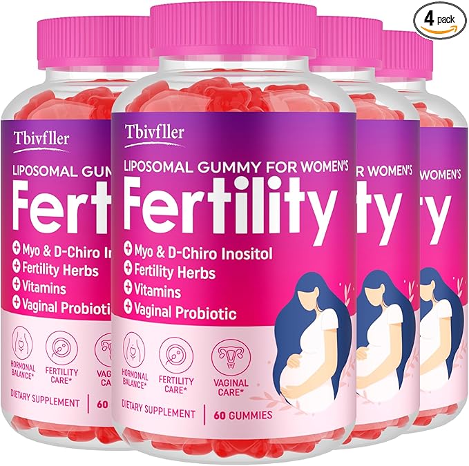 Fertility Supplements for Women, Prenatal Vitamins with Myo-Inositol & D-Chiro Inositol, Folate, Herbs, for Hormonal Balance, Fertility & Vaginal Care, 240 Prenatal Gummies (Raspberry)