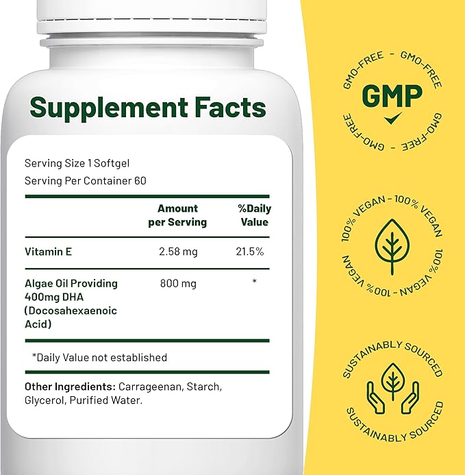 Vegan Vitality Vegan Omega 3 Supplement 60 Plant 3 Oil