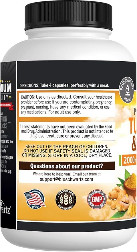 Turmeric Curcumin and Ginger 2000mg 95% Standardized 160 Capsules
