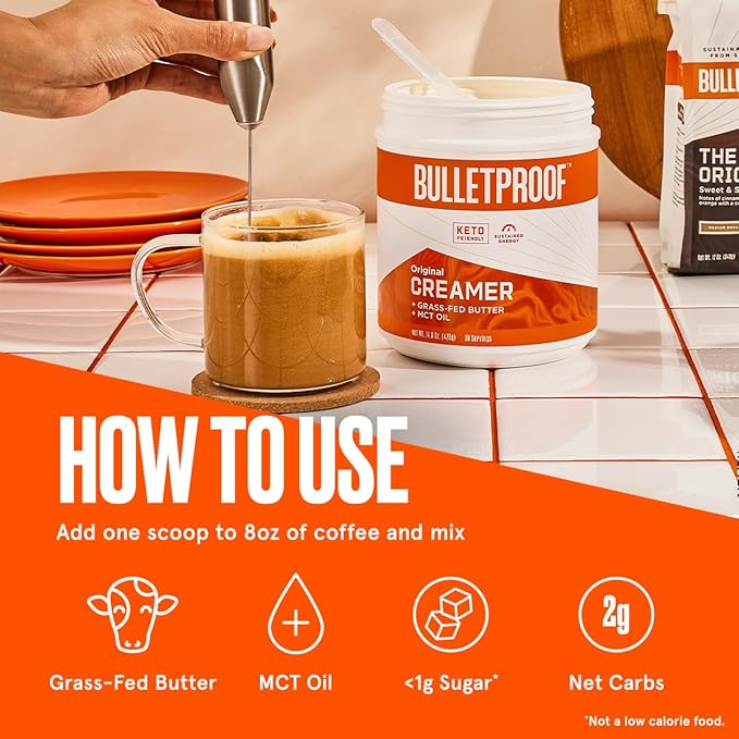 Bulletproof Original Creamer, 14.8 Ounces, Keto Coffee Creamer with MCT Oil and Grass-Fed Butter, Supports Brain Function