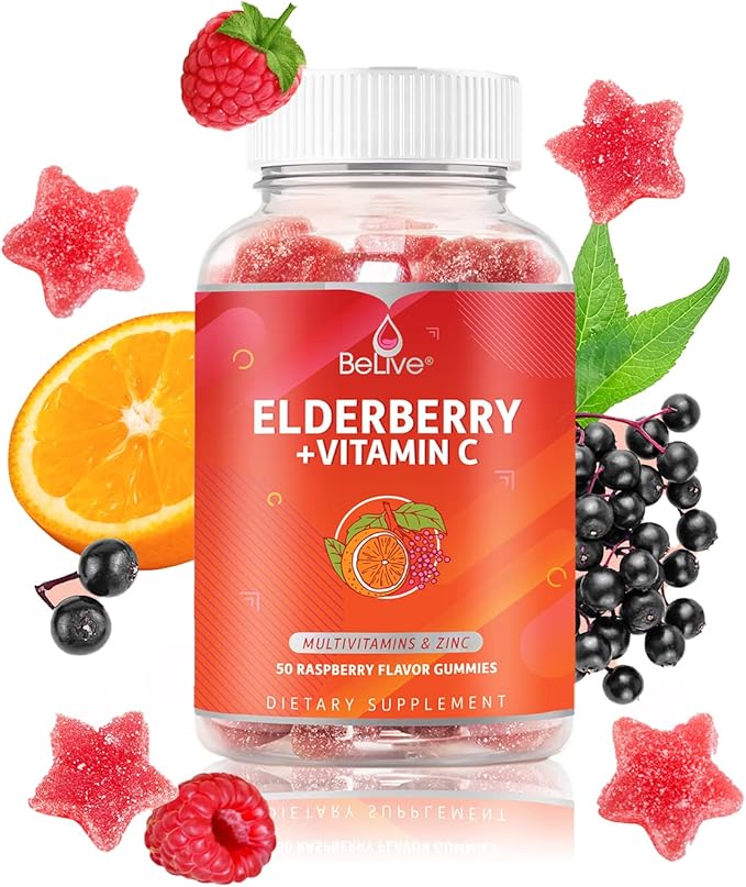 BeLive Elderberry Gummies with Zinc and B12 - 2-Pack