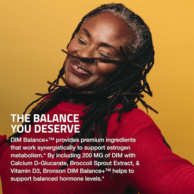 Bronson DIM Balance+ Calcium D-Glucarate, Broccoli Sprouts and Vitamin D3 200 MG of DIM per Capsule Supports Estrogen Metabolism and Balanced Hormone Levels Non-GMO, 60 Vegetarian Capsules