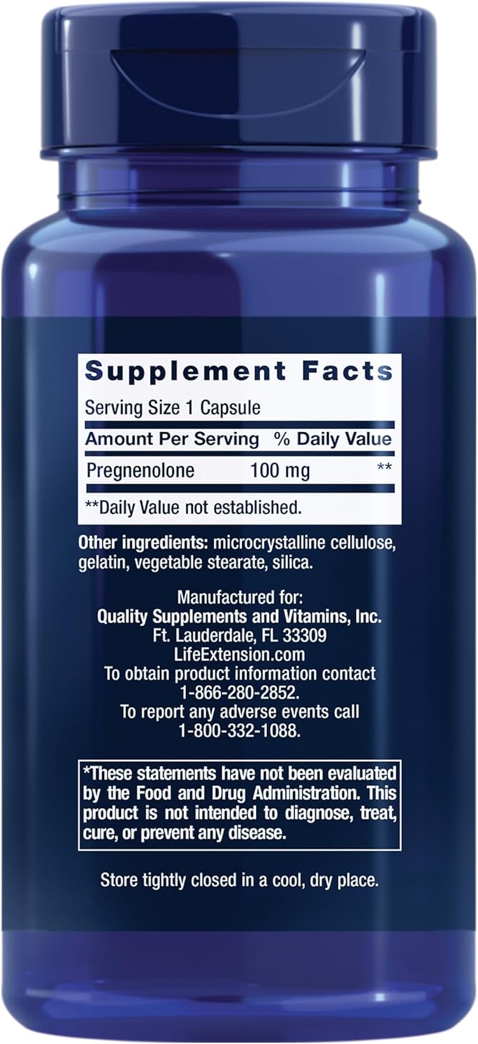 Life Extension Pregnenolone Hormone Balance 100mg, D3 K1 K1 K2 K2 Iodine 60 Capsules
