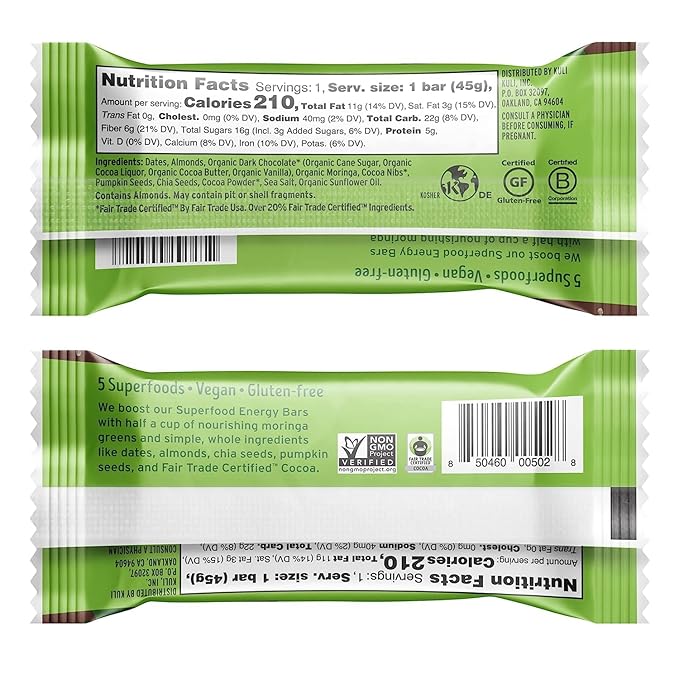 Kuli Kuli Moringa SuperFood Energy Bar, 1.6 Ounce 12) Vegan