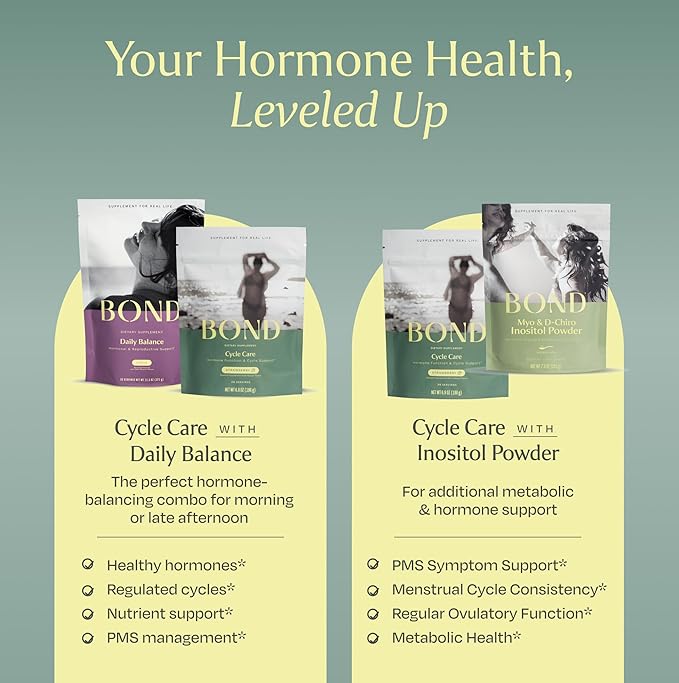 BOND Cycle Care - PMS Support Supplement for Women, Root Cause Period Relief, Menstrual Cramps, Mood Support, Cortisol Manager - Ashwagandha, Magnesium Glycinate, B Vitamins, Probiotics - 28 Servings