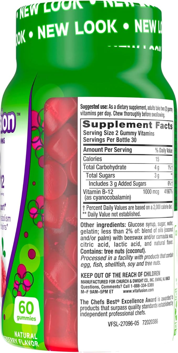 Vitafusion B12 Gummy Vitamins, Delicious Raspberry 60ct (30 (30 Day