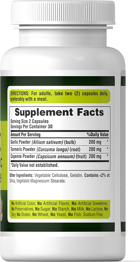 Puritan's Pride Garlic, Turmeric & Cayenne, 60 Capsules