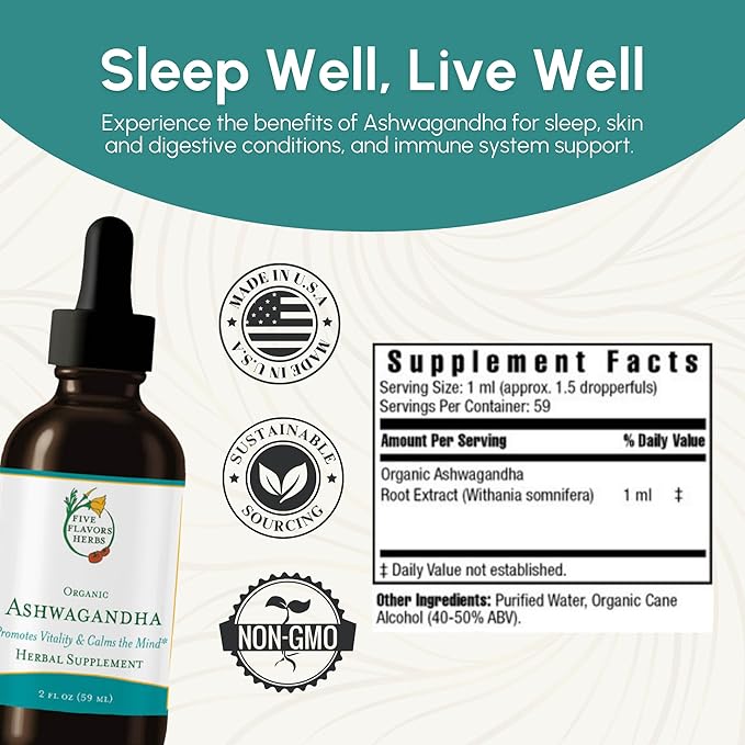 Ashwagandha Tincture - Promotes Vitality, Calms 2 Fl