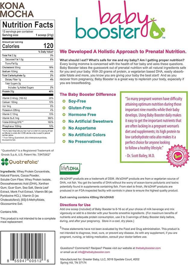 Baby Booster Chocolate Mocha Prenatal Vitamin Sickness,16.4Oz(1.03LB) 465G 465G