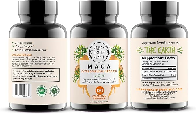 Organic Maca Root Capsules 1200 mg 120 ct