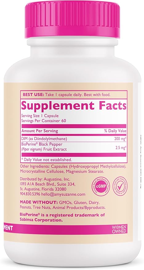 200 DIM Supplement for Women - Estrogen Metabolism and Hormone Harmony for Menopause, Perimenopause & PMS Support - DIM Plus Bioperine for Mood Support - 60 Day Supply, Vegan