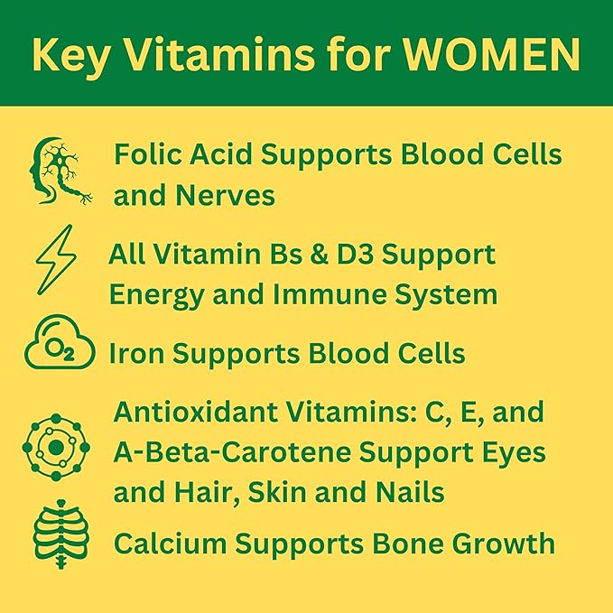 Greenfield Nutritions Halal Multivitamins for Women 60 Gelatin 27+ Vitamin B12, C, D3, Iron