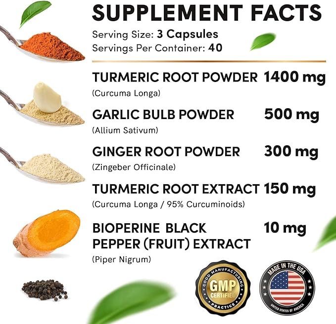 4-in-1 Turmeric and Garlic Supplements 2360 mg (360 ct) 3)