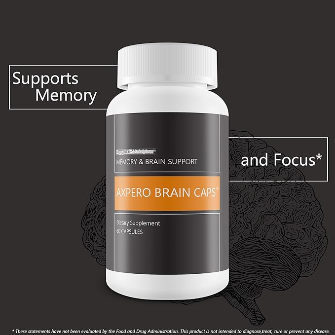 Axpero Brain Caps - Our Best Memory Brain Support Supplement for Women & Men - Axpero Oral Memory Supplement for Brain - Brain Supplements for Memory and Focus - Memory Vitamins Brain Memory Support